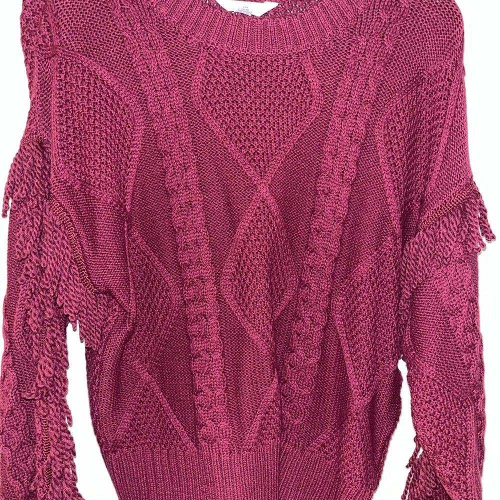 Women crewneck fringe sweater small